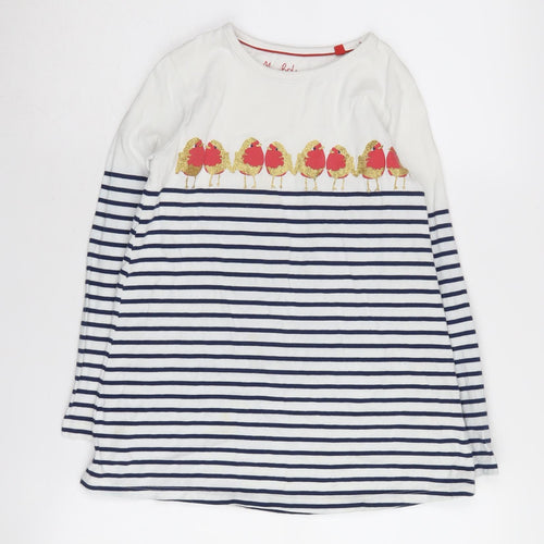 Mini Boden Teens White Striped T-Shirt - Size 12