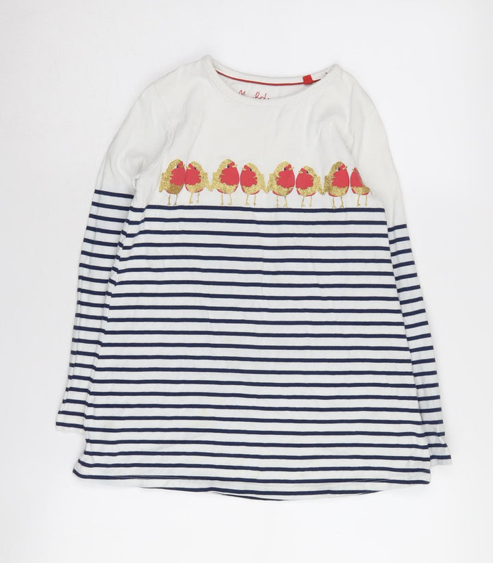 Mini Boden Teens White Striped T-Shirt - Size 12
