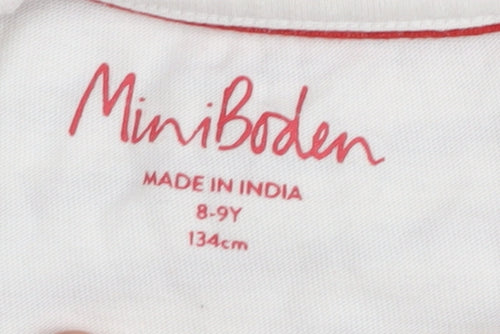 Mini Boden Teens White Striped T-Shirt - Size 12
