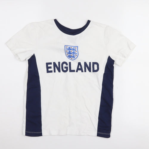 Boys White England Graphic T-Shirt, 10-11 Years
