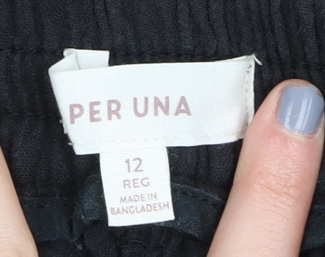 Per Una Women's Black Paperbag Trousers Size 12