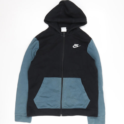 Nike Boys Colourblock Hoodie - Black & Blue, Size L