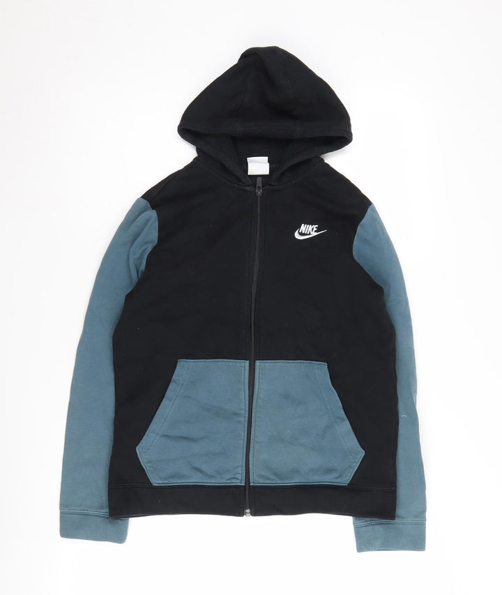 Nike Boys Colourblock Hoodie - Black & Blue, Size L