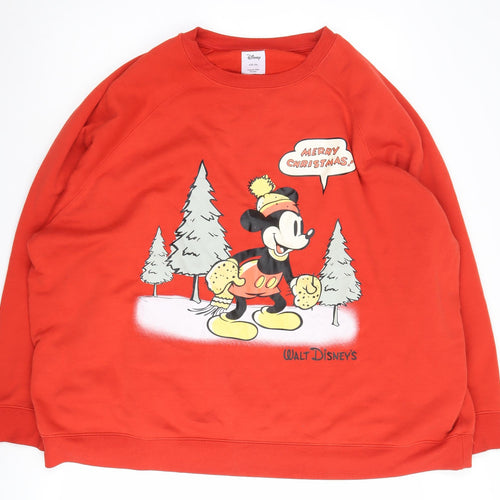 Disney Unisex Adults Red Mickey Mouse Christmas Sweatshirt 2XL