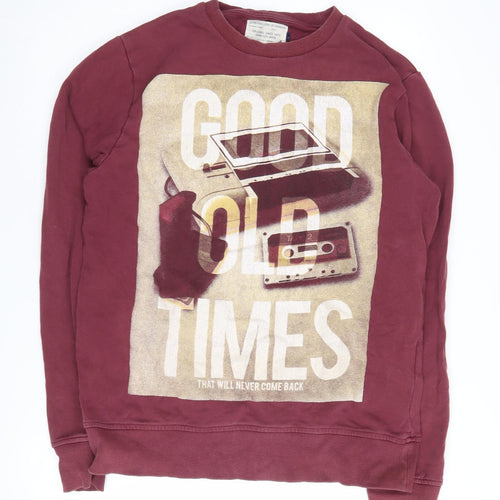 Jack & Jones Men's Red Graphic Sweatshirt, Crew Neck, Size Regular