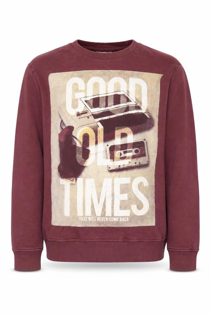 Jack & Jones Men's Red Graphic Sweatshirt, Crew Neck, Size Regular