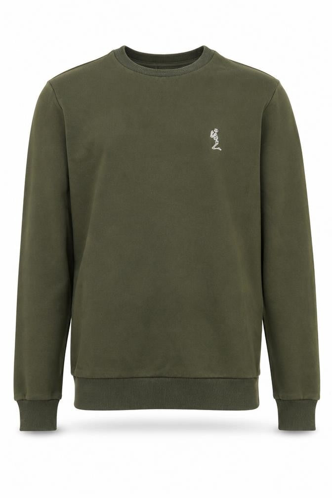 Front view of Religion London Men's Green Pullover Sweatshirt, size S