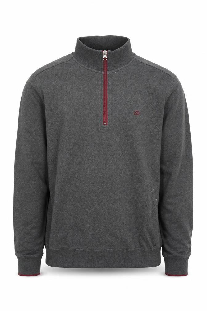 Front view of Merc London Men's Grey 1/4 Zip Sweatshirt M