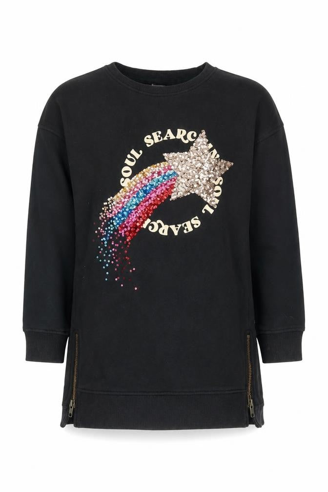 Front view of Next girls’ black graphic sequin sweatshirt 8 years