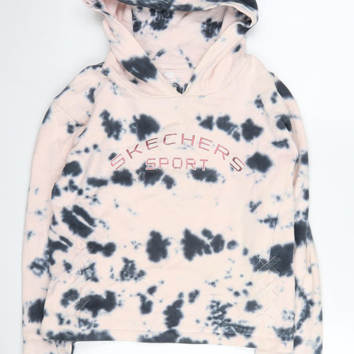 Skechers Girls Pink Tie-Dye Hoodie, 12-13 Years, Logo Accents