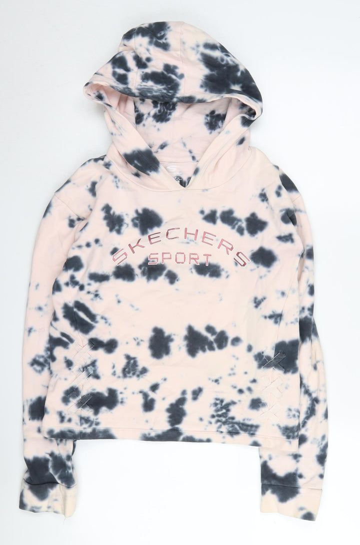 Skechers Girls Pink Tie-Dye Hoodie, 12-13 Years, Logo Accents