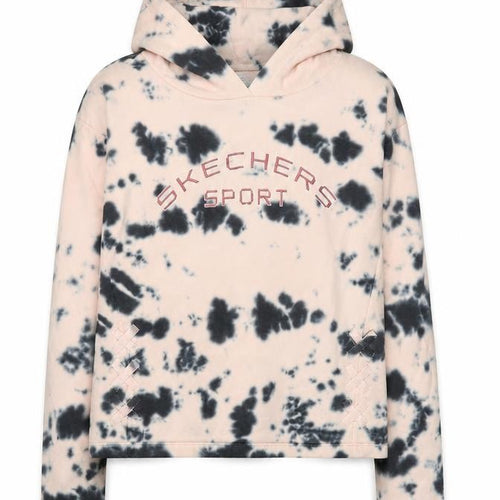 Skechers Girls Pink Tie-Dye Hoodie, 12-13 Years, Logo Accents