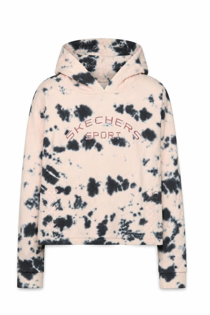 Skechers Girls Pink Tie-Dye Hoodie, 12-13 Years, Logo Accents