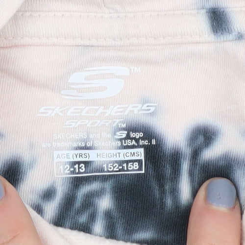 Skechers Girls Pink Tie-Dye Hoodie, 12-13 Years, Logo Accents