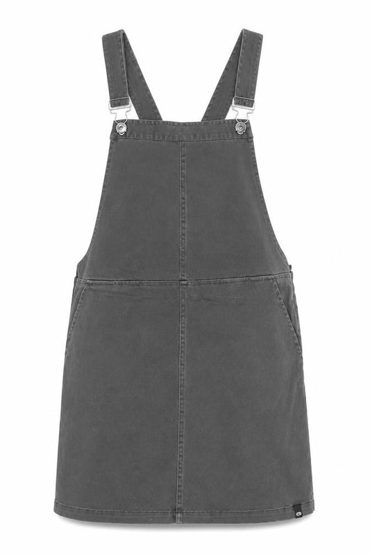 Front view of Animal Women's Grey Pinafore Dress, size 6, Casual Canvas Straps