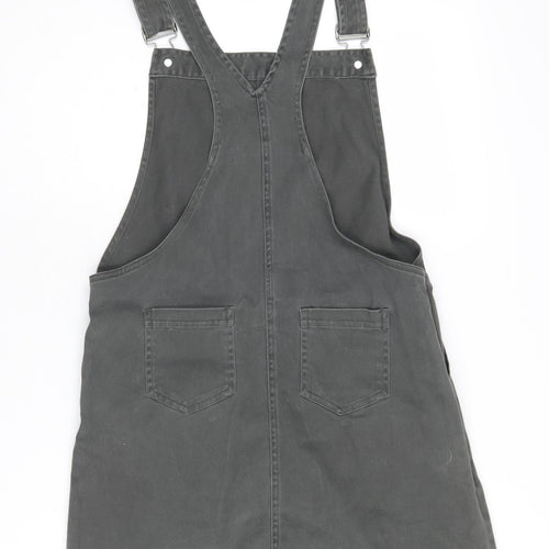Animal Women's Grey Pinafore Dress Size 6 Casual Canvas Straps