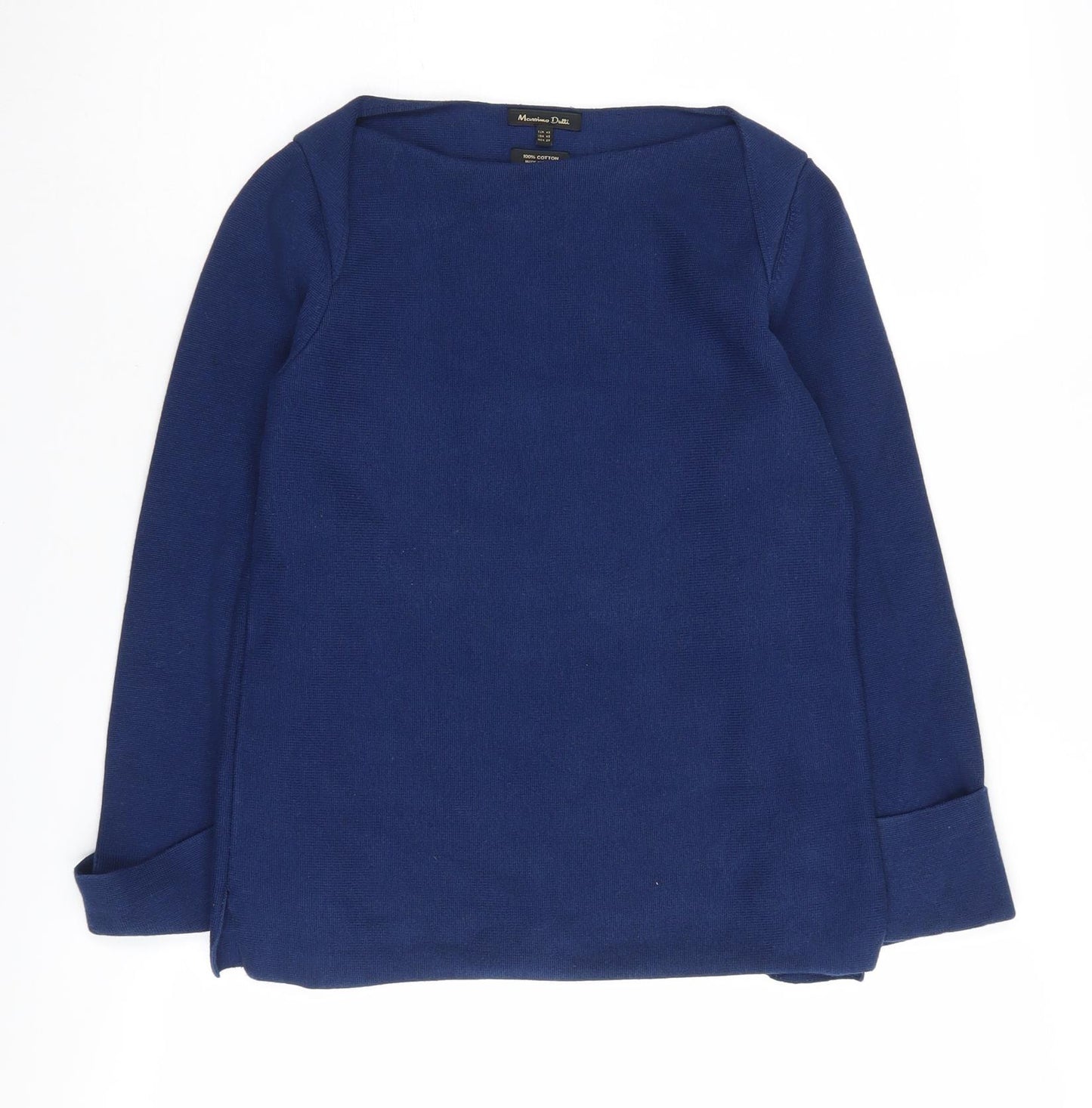 Massimo Dutti Women's Blue Boat Neck Jumper 2XS