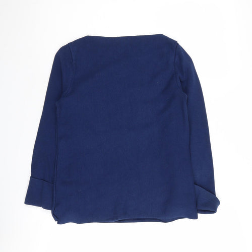 Massimo Dutti Women's Blue Boat Neck Jumper 2XS