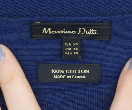 Massimo Dutti Women's Blue Boat Neck Jumper 2XS