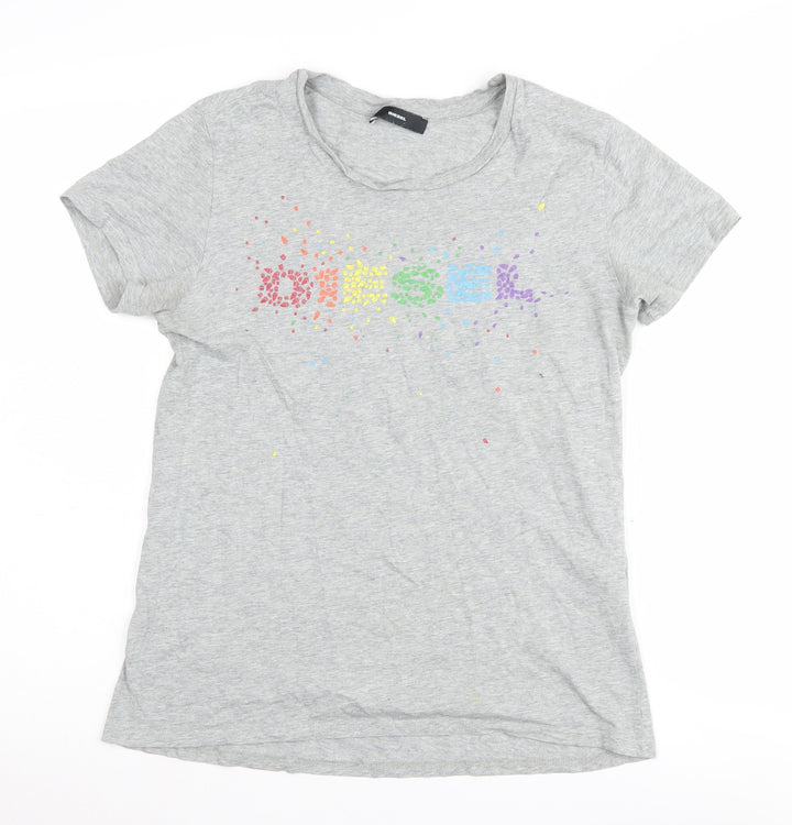 Diesel Women's Grey T-Shirt - Size S, Cotton, Casual