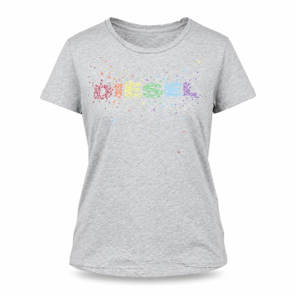Diesel Women's Grey T-Shirt - Size S, Cotton, Casual