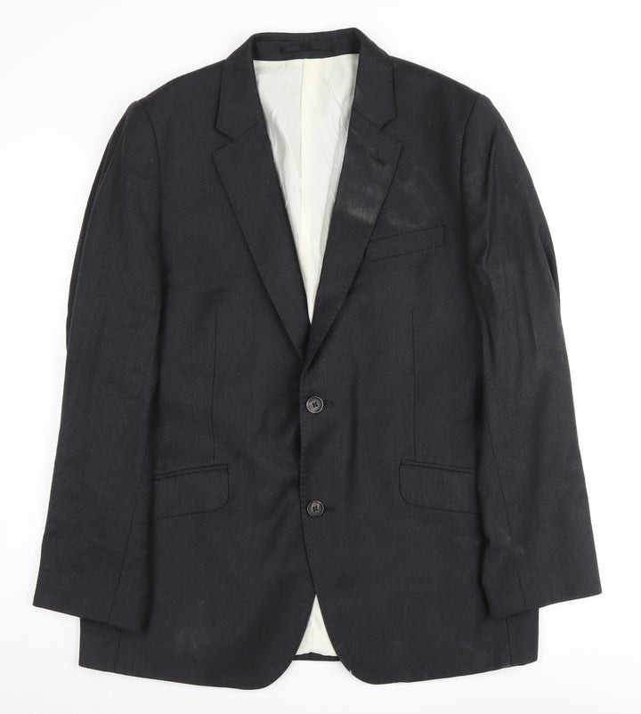 T.M.Lewin Men's Grey Wool Blazer 40 S Slim Fit