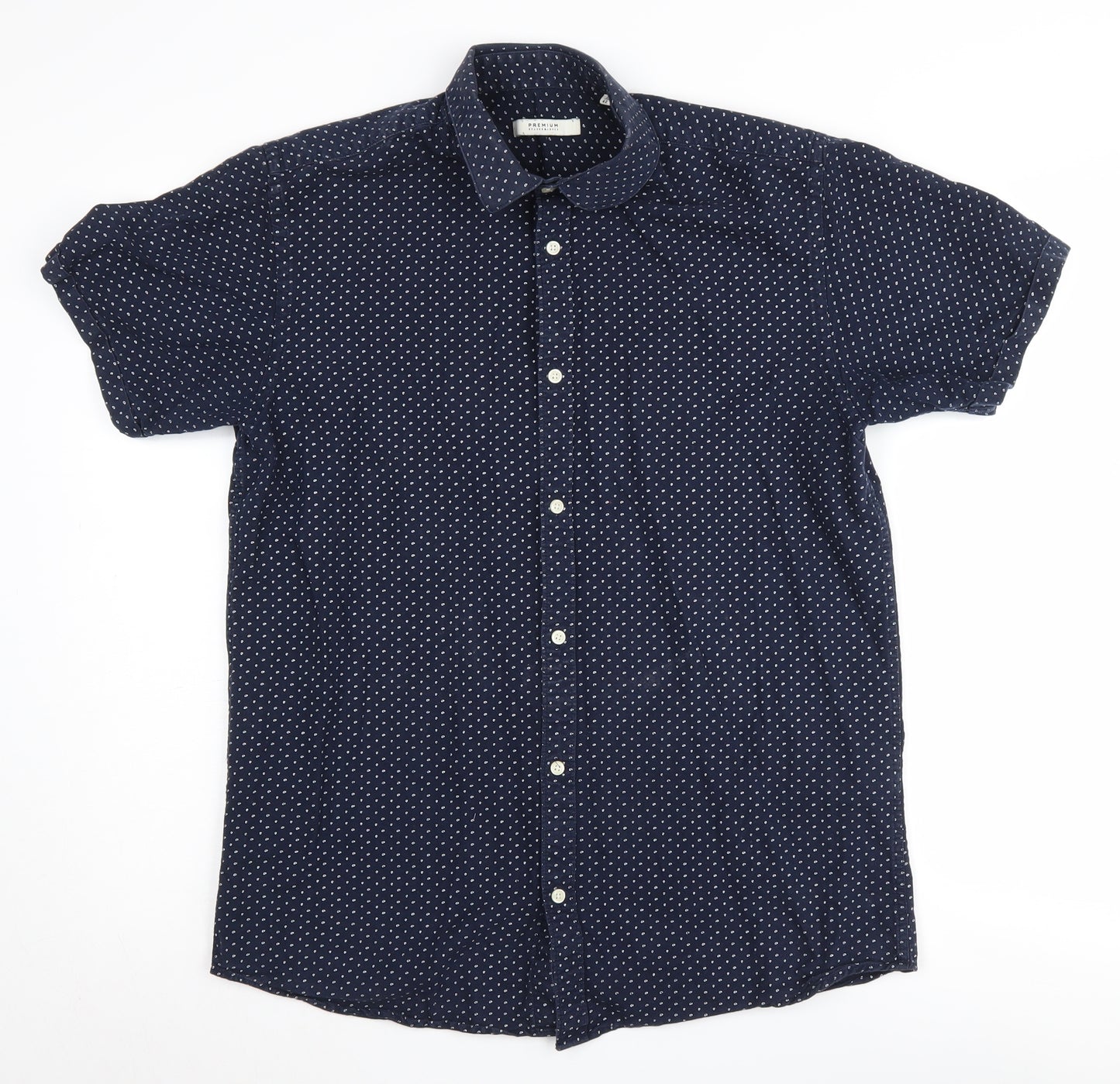 Jack & Jones Men's Blue Polka Dot Short Sleeve Shirt L