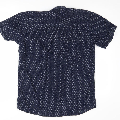 Jack & Jones Men's Blue Polka Dot Short Sleeve Shirt L