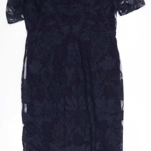Jigsaw Blue Floral Sheath Women's Dress Size 14