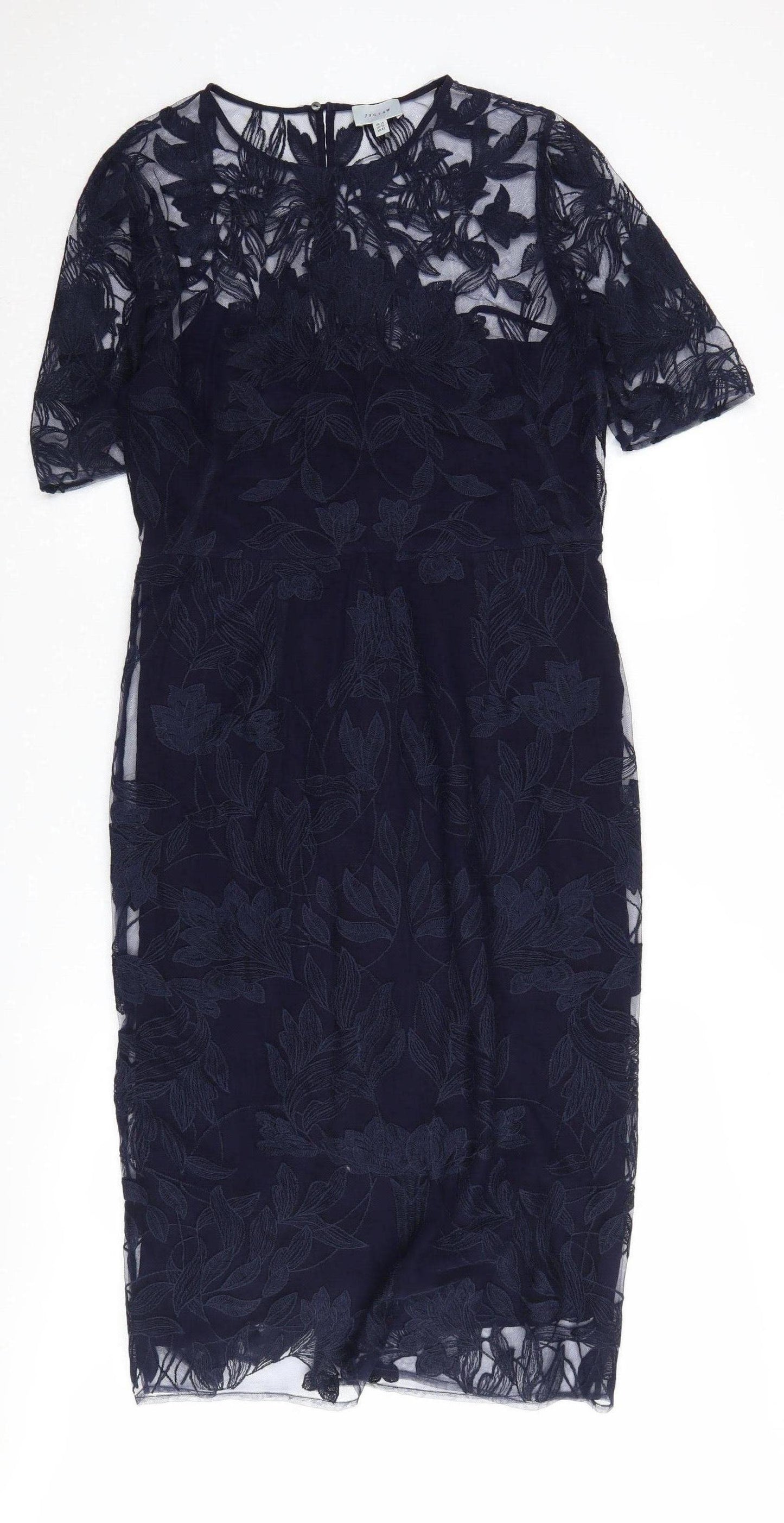 Jigsaw Blue Floral Sheath Women's Dress Size 14