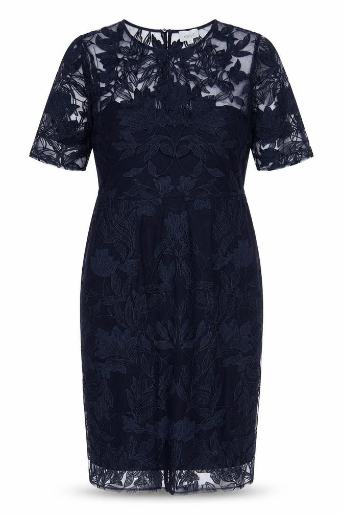 Front view of Jigsaw Blue Floral Sheath Women's Dress, size 14