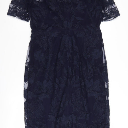 Jigsaw Blue Floral Sheath Women's Dress Size 14