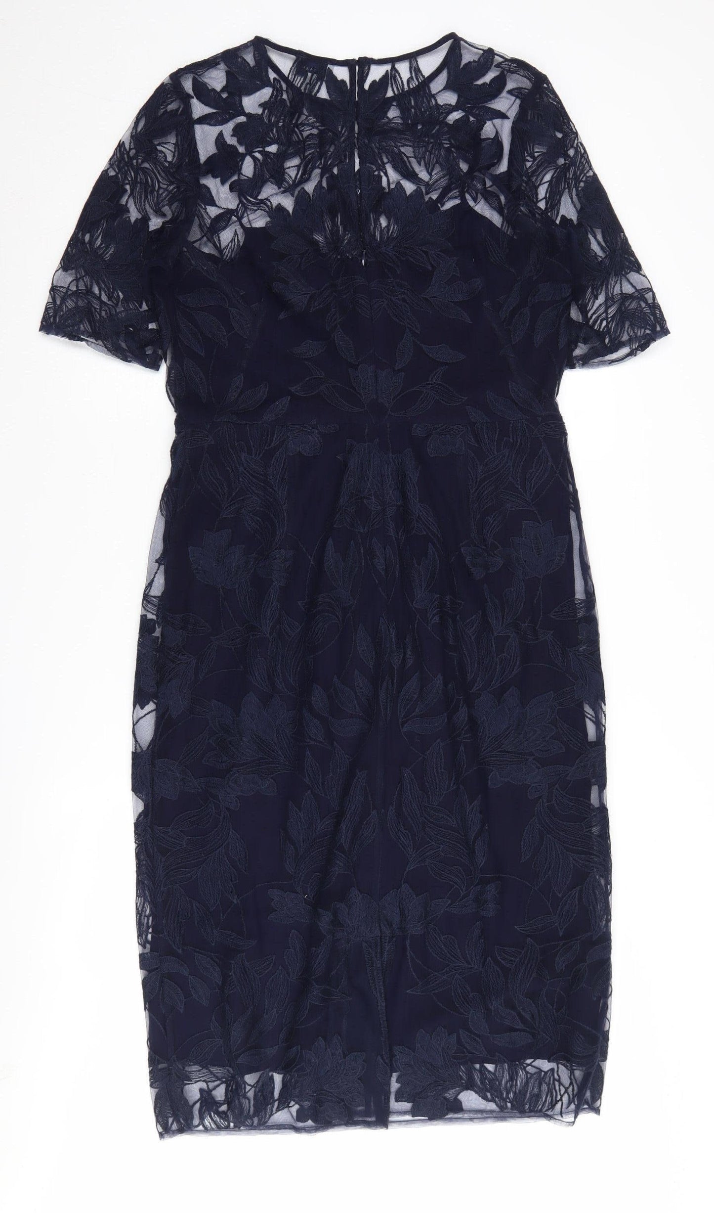 Jigsaw Blue Floral Sheath Women's Dress Size 14