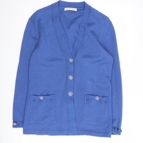 Jacques Vert Women's Blue Medium Cardigan, V-Neck, Long Sleeve