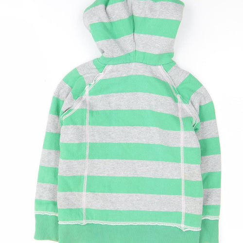Mini Boden Boys Green & Grey Striped Full Zip Hoodie 5-6 Years