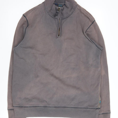 Boden Men's Grey Cotton 1/4 Zip Sweatshirt M