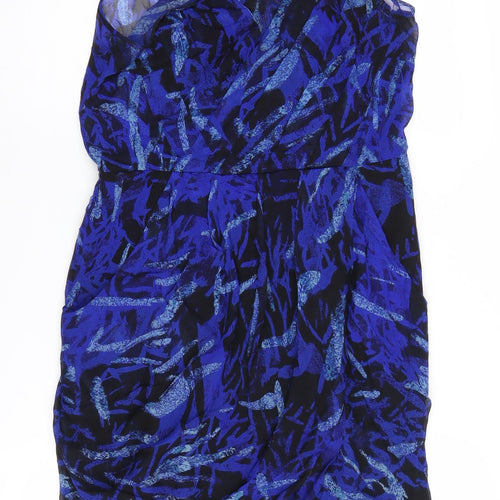 Whistles Women's Blue Abstract Silk Dress, Size 12
