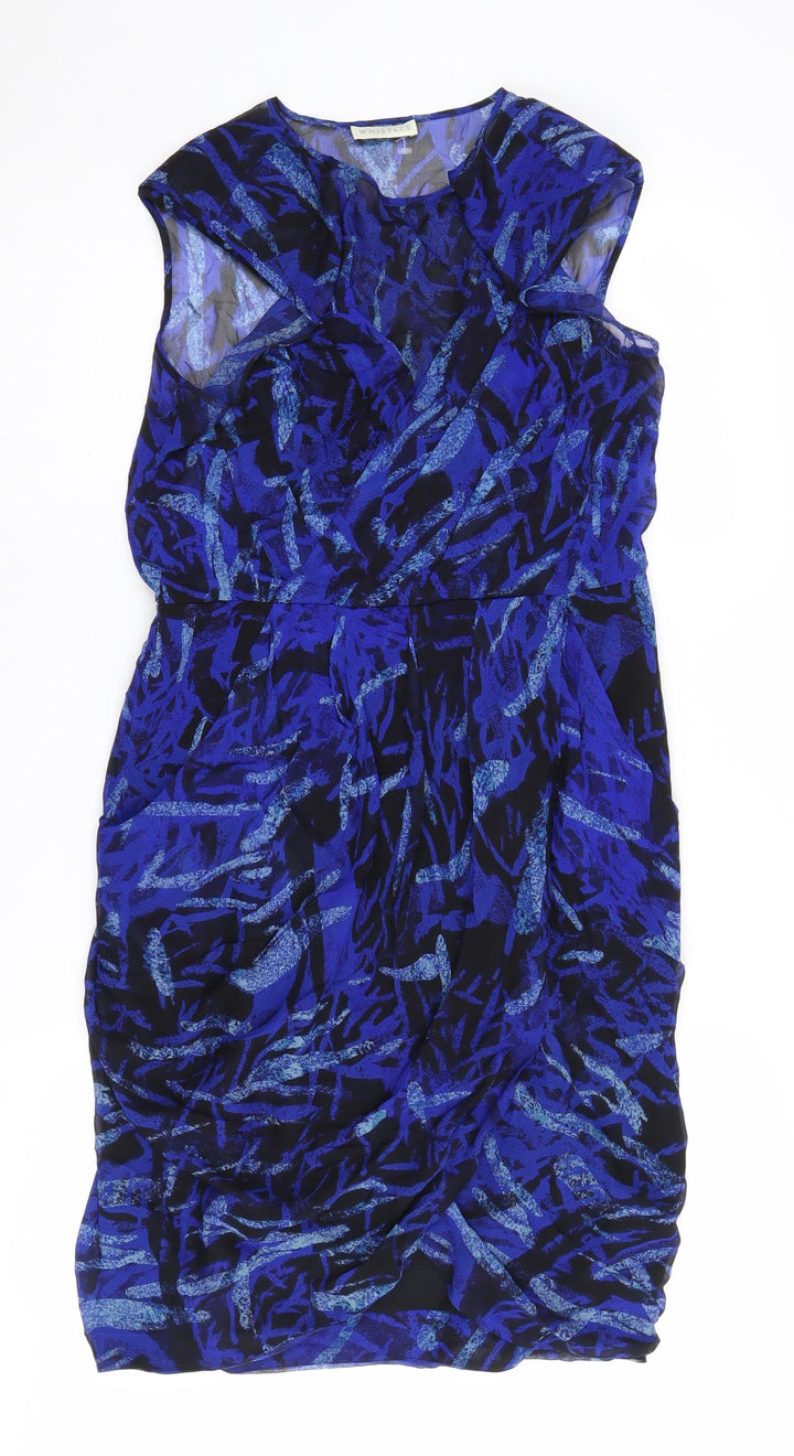 Whistles Women's Blue Abstract Silk Dress, Size 12