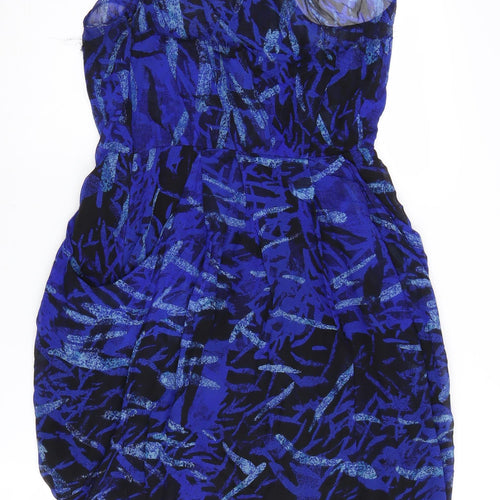 Whistles Women's Blue Abstract Silk Dress, Size 12