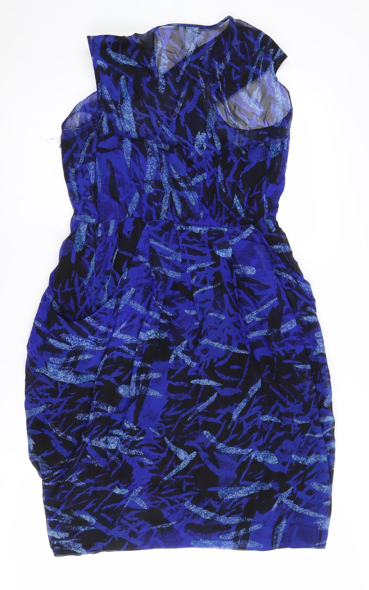 Whistles Women's Blue Abstract Silk Dress, Size 12
