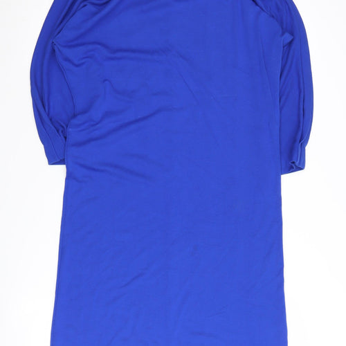 Jaeger Women's Blue 3/4 Sleeve Boat Neck Dress