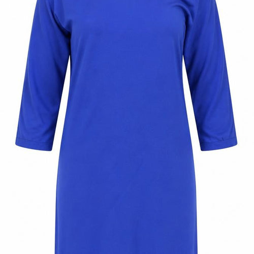 Jaeger Women's Blue 3/4 Sleeve Boat Neck Dress