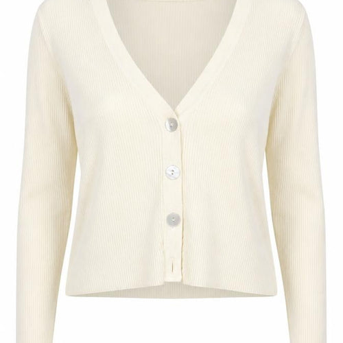 Jacqueline de Yong Women's Ivory V-Neck Cardigan L