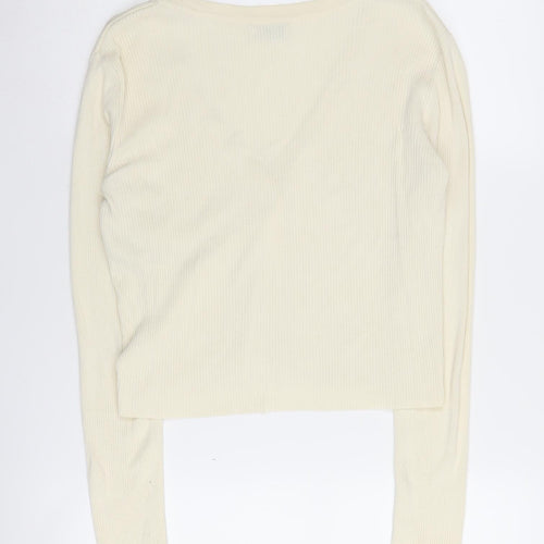 Jacqueline de Yong Women's Ivory V-Neck Cardigan L