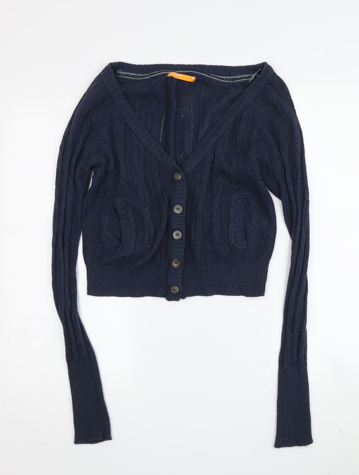 SoulCal Women's Blue Cardigan, Size 10, Cable-Knit