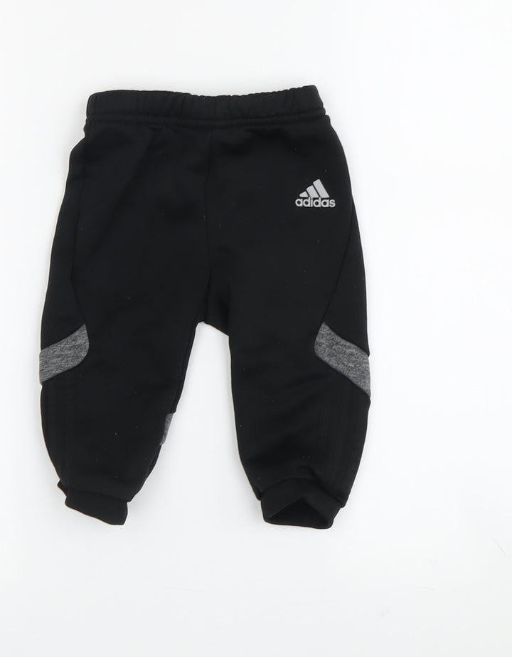 Adidas Unisex Baby Black Jogger Trousers 9-12 Months