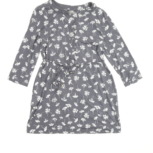 Laura Ashley Grey Floral Shirt Dress - Size 12