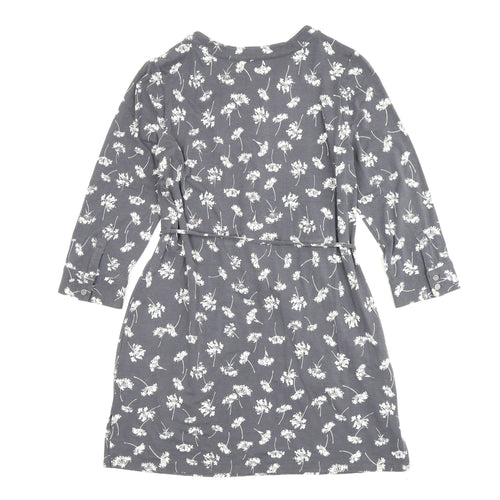 Laura Ashley Grey Floral Shirt Dress - Size 12