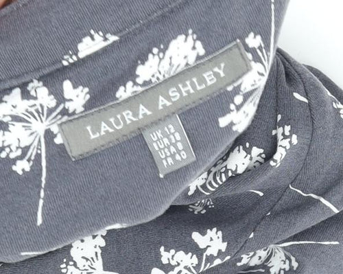 Laura Ashley Grey Floral Shirt Dress - Size 12