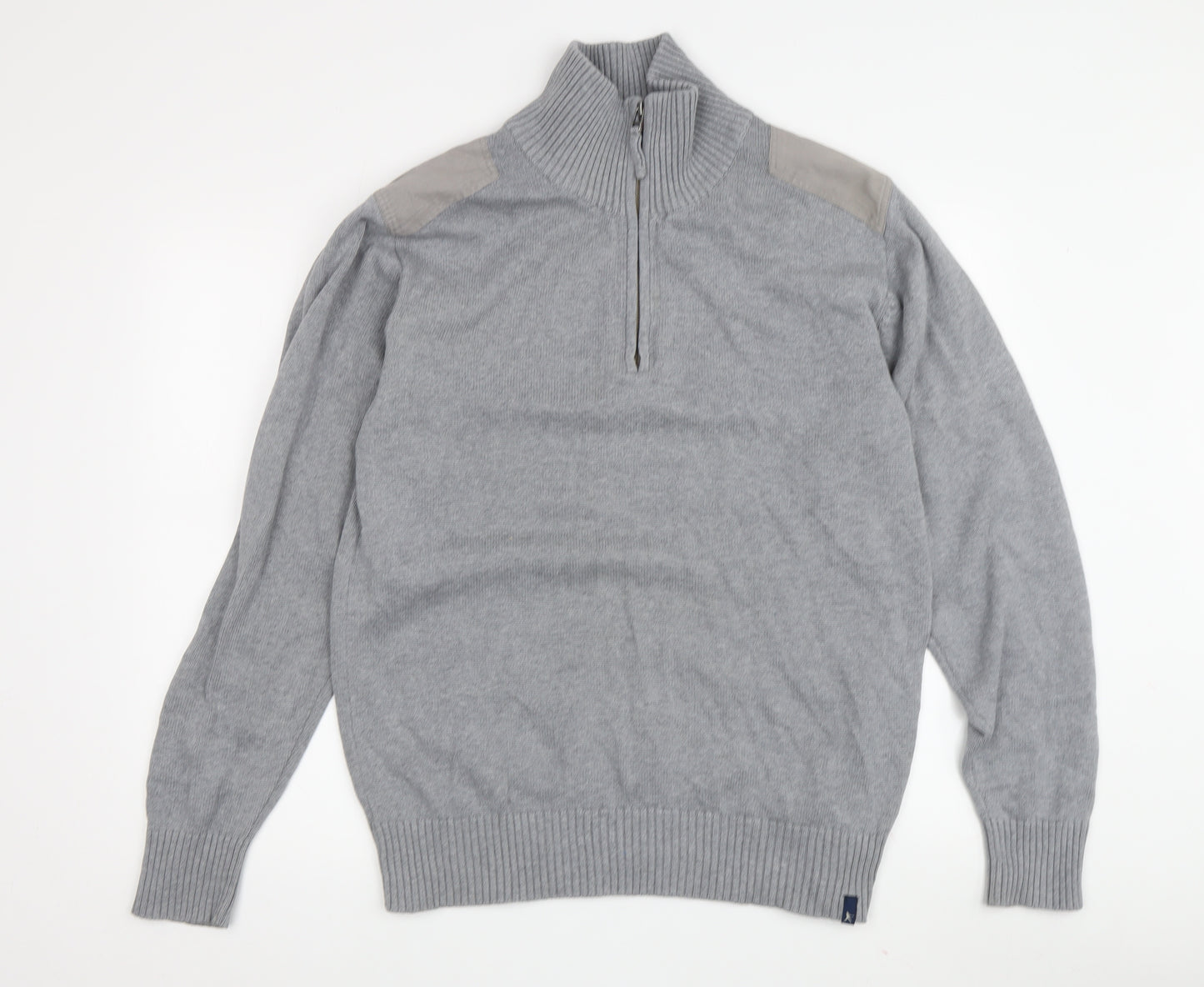 James Harvest Men's Grey Cotton Full Zip Jumper L